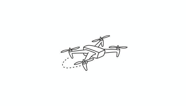 Hand-drawn drone illustration, minimalist, white background, technology concept