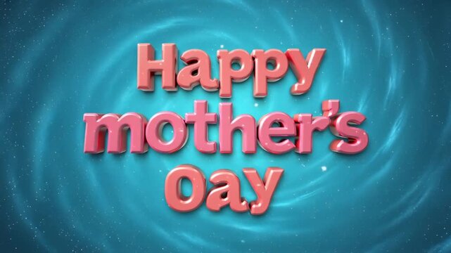 Floral wreath forming around animated Happy Mother&rsquo;s Day text, pastel blue background, elegant and feminine design