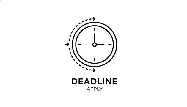 Deadline Clock Icon with Arrows and Text 'APPLY' - Time Management Concept