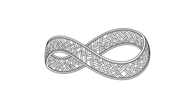 Abstract Mobius Strip Illustration with Woven Texture, Infinite Loop Concept
