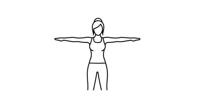 Woman arms outstretched, t-pose, body outline, fitness, exercise, healthy lifestyle