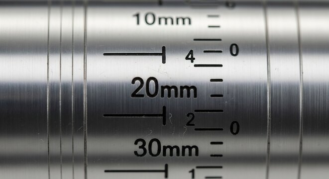 Close-up of a precision measuring instrument with clear millimeter markings.