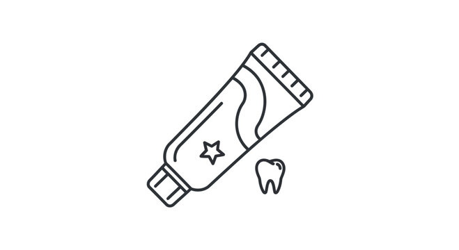 Toothpaste tube and tooth icon, dental hygiene, oral care, clean teeth, health, vector illustration