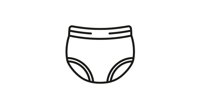 Simple Line Icon of Underwear or Briefs, Isolated on White Background
