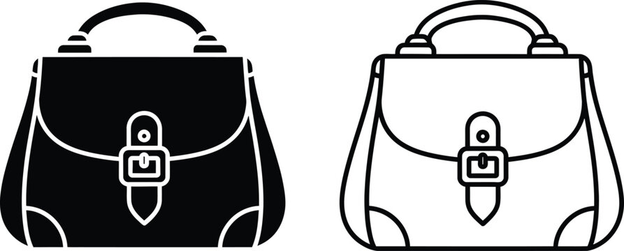 Black and white handbag illustration Vector