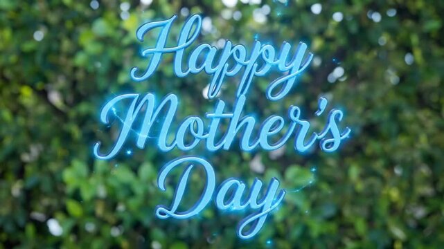 Sparkling Happy Mother&rsquo;s Day typography animation, deep blue background, glitter burst and soft glowing