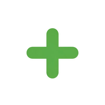 A green plus sign on a white background isolated on transparent background