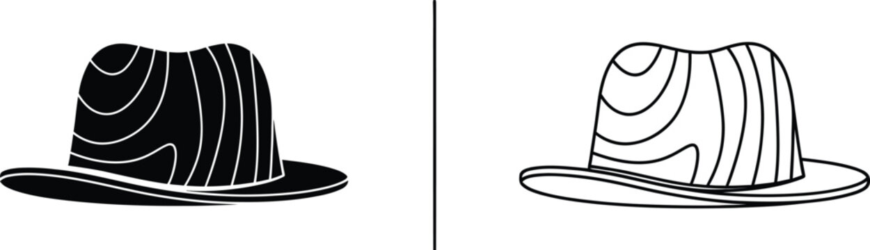 Black and white hats with lines Vector
