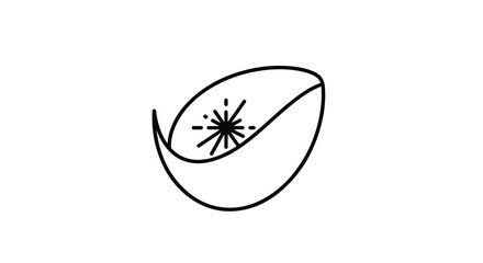Fototapeta premium Minimalist Abstract Leaf and Sun Logo Icon Vector. Line Art Nature Symbol Isolated on White