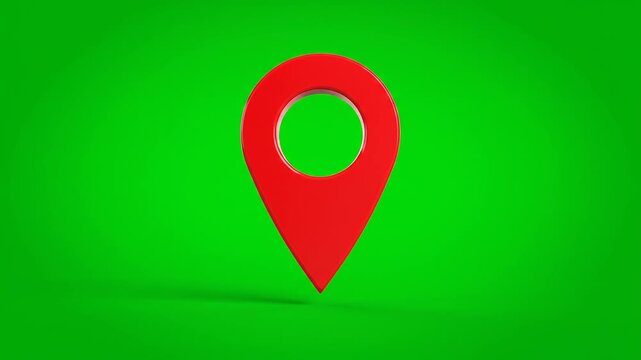Red Map Pin on Green Background 3D Icon Navigation