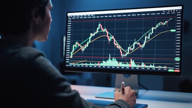 Man Analyzing Chroma Green Screen Data on Computer