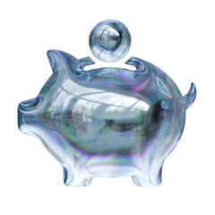 Piggy Bank Glassmorphism 3D Render Icons © hjhofficial