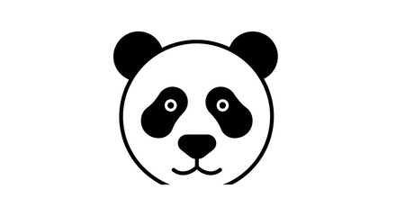 Fototapeta premium Panda bear face icon black and white simple illustration