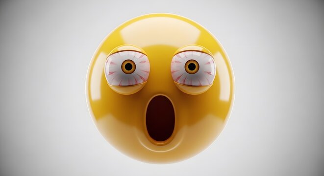 Yellow emoji with a shocked wideeyed expression. Suitable for social media reactions, messaging apps, expressing surprise, and emphasizing disbelief.