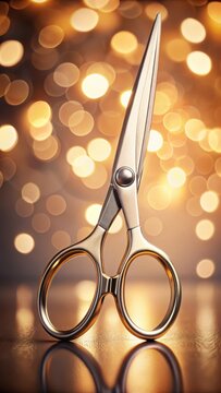 A photo of vector scissors with cut lines on a white background