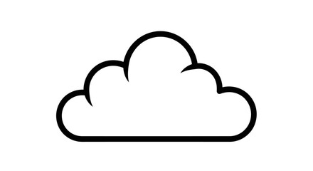 Fototapeta premium Black outline cloud vector icon isolated on white, digital illustration for weather, data, or sky concepts, minimal graphic element