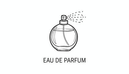 Fototapeta premium Perfume Bottle Spraying Fragrance, Eau de Parfum, Elegant Glass Flacon, Beauty Product