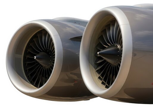 Close-up view of twin-engine jet aircraft propulsion system