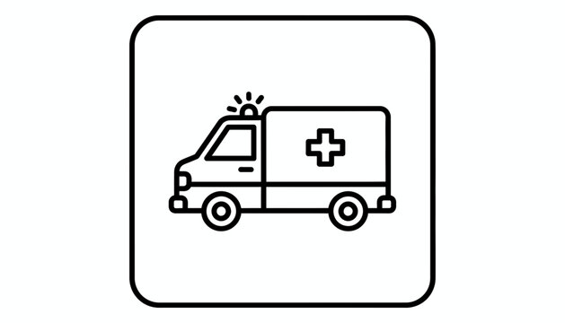 Ambulance Icon, Emergency Medical Vehicle, Healthcare Symbol, Vector Illustration