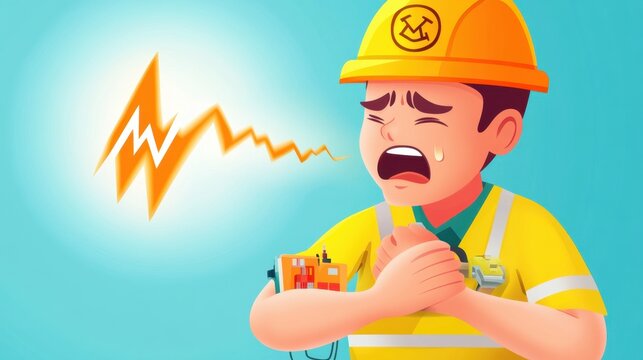 Electrician suffering from electric shock