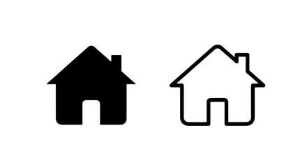 Obraz premium Home house building residence real estate black glyph and outline vector icon