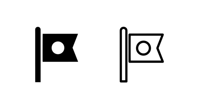 Location pin flag marker destination pointer black glyph and outline vector icon design