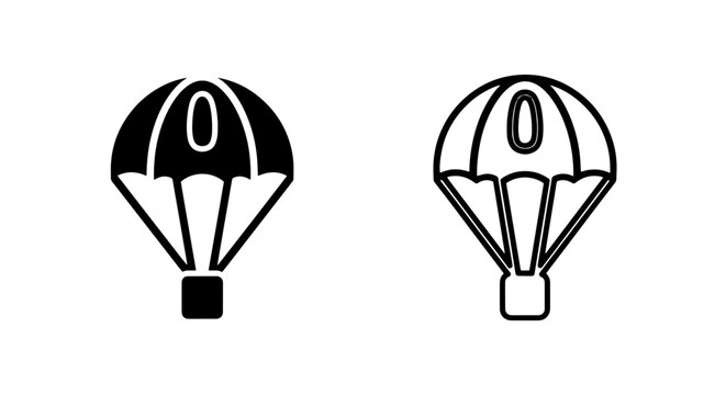 Parachute icon: adventure sport symbol for skydiving, air travel, and thrilling descent