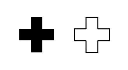 Obraz premium Square cross medical icon set: health, plus sign, first aid, and pharmacy concept