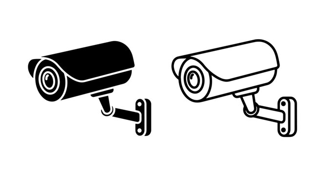 Cctv camera icons: digital surveillance system for privacy and property monitoring