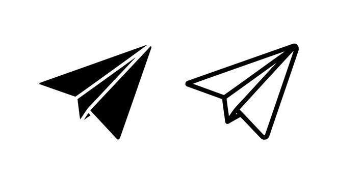 Paper plane icon vector representing communication message sending and creative startup idea concepts