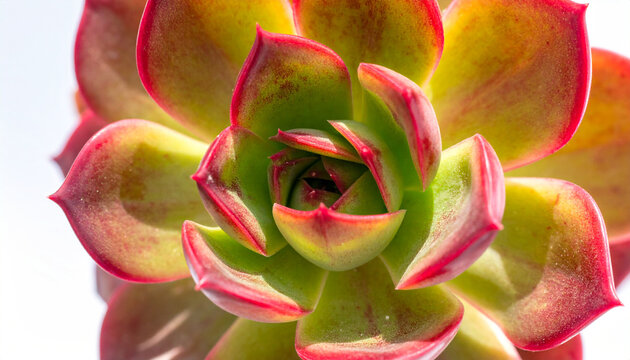 Detailed macro view of succulent leaves with vibrant green and intense red edges