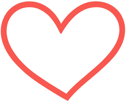minimalist simple red heart outline with medium coral stroke and clean rounded edges with medicine health care valentine themes and cardiology concepts