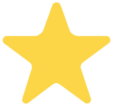 minimalist solid yellow star shape with rounded corners and clean edges with success rating achievement excellence and favorite review themes