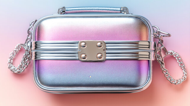prerequisite. Make-up cosmetic bag on pink gradient surface in clean minimalist composition, lifestyle magazines, social media lookbooks, designed for influencer and brand collaborations.