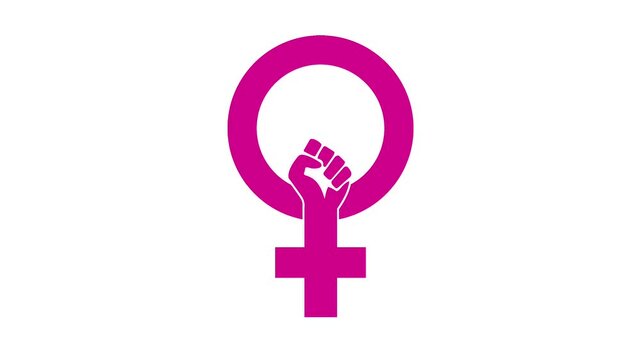 Animation of international women's day icon celebration with fist