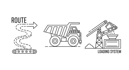 Industrial mining truck and loading equipment. © Alpin
