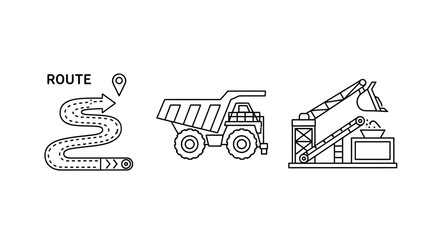 Industrial mining dump truck icons. © Alpin