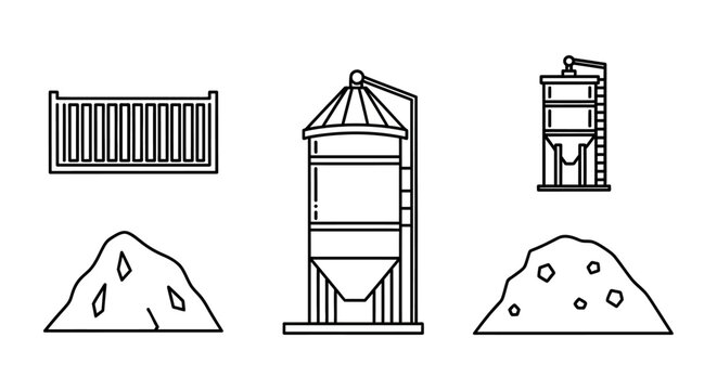 Industrial grain storage facility structures.