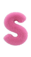 Fototapeta premium A vibrant letter s rendered in a fluffy pink texture with realistic soft fur and organic curves