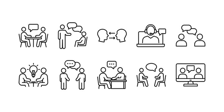 Consultation Session Line Icon Set