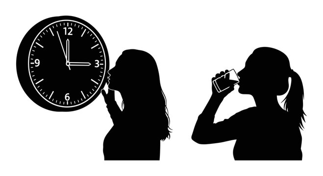 Contrast of time perception and refreshment during a break Vector, illustration