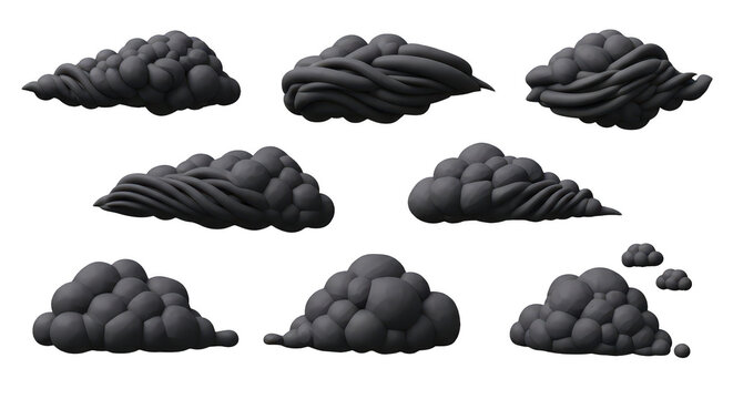 isolated fluffy gray cloud illustrations on a white background weather elements design and background usage