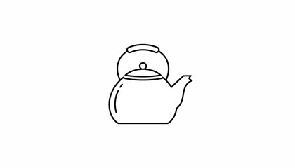 Obraz premium Simple Line Art Icon of a Teapot