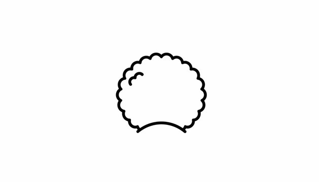 Simple Line Art Icon of a Scallop Shell on White Background