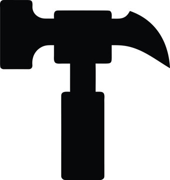 a drywall hammer with hatchet blade silhouette vector illustration on transparent background