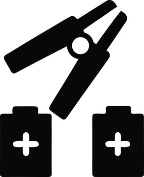 a battery terminal with clamp silhouette vector illustration on transparent background