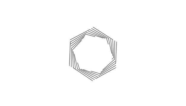 Geometric Hexagon Optical Illusion, Abstract Op Art Design with Swirling Lines