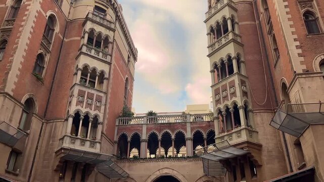 Apartments in front of Church of St. Anthony of Padua (Turkish: St Antuan Kilisesi) in Istanbul, Turkey. St. Antuan Church was built in 1725. (4 K video)