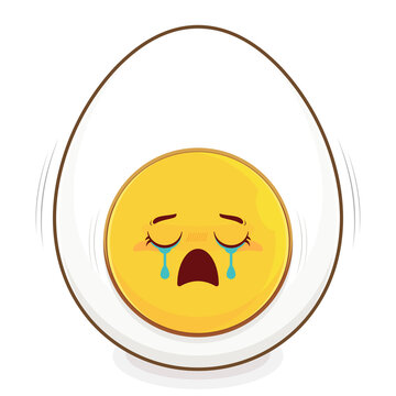 egg boiled crying face cartoon cute