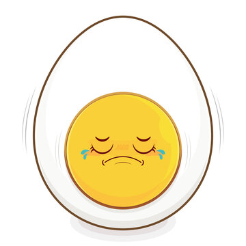 egg boiled crying face cartoon cute